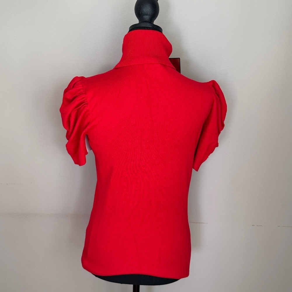 80 Park Red Whitney TurtleNeck Ruched Sleeve Top NWT. Size S - Picture 6 of 6